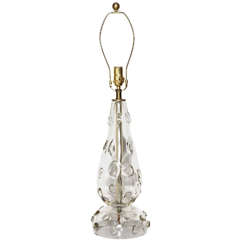 Tall 1950s Murano Transparent Art Glass Table Lamp with Applied Button Prunts 1