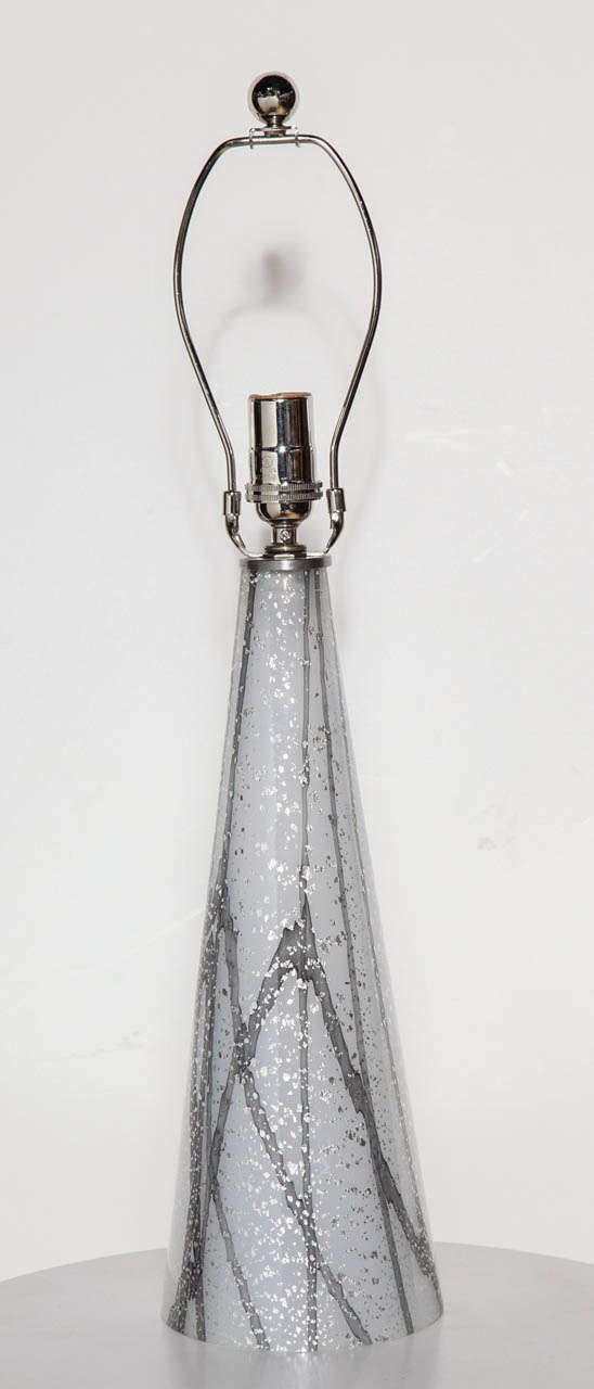 Seguso lampe de bureau en verre de Murano gris veiné avec inclusions d'argent  en vente 1