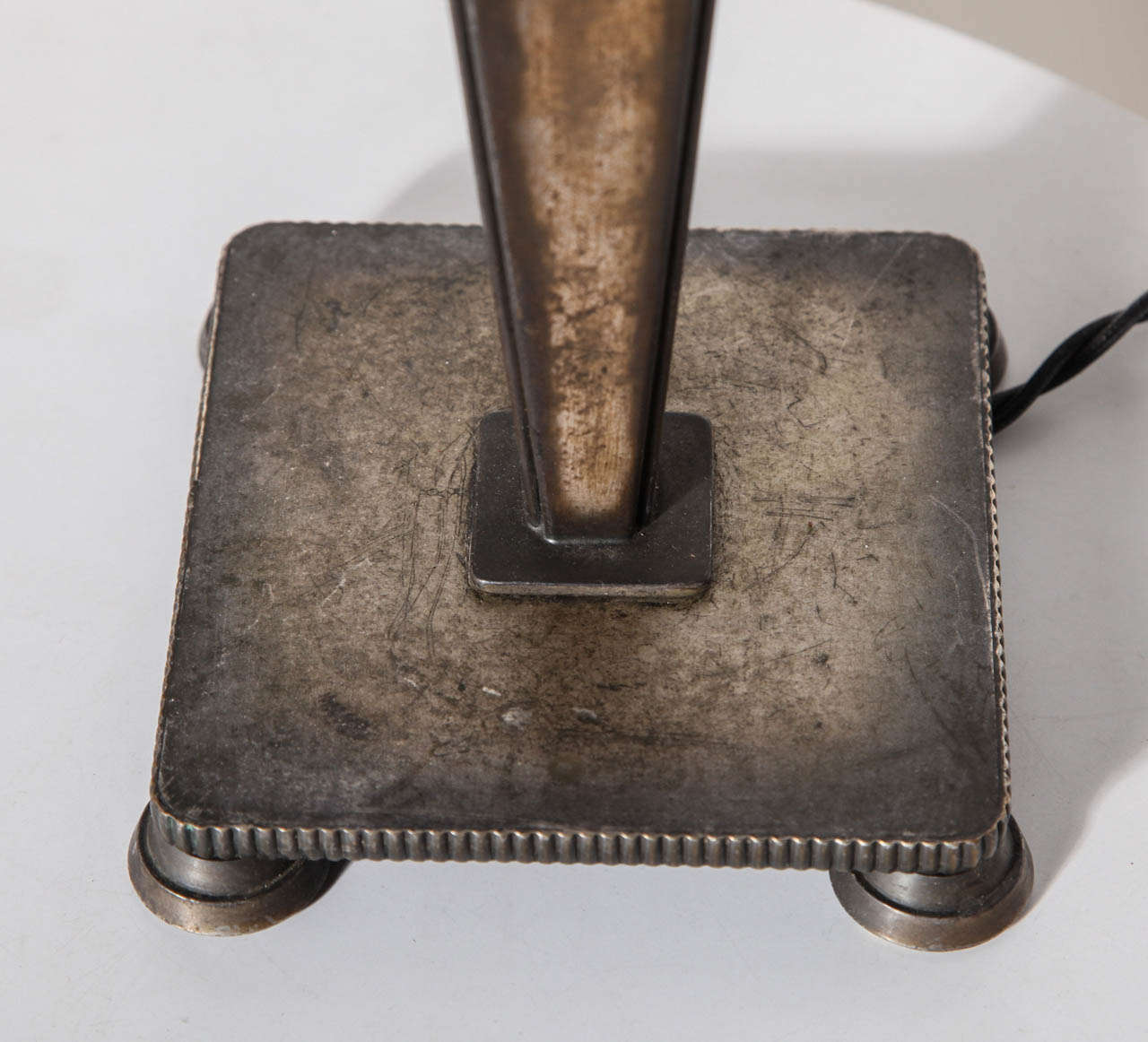 Arts & Crafts Bronze Table Lamp with Bronze Pyramidal Shade, Circa 1925 For Sale 2