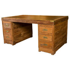 Campaign Desk with Leather Top