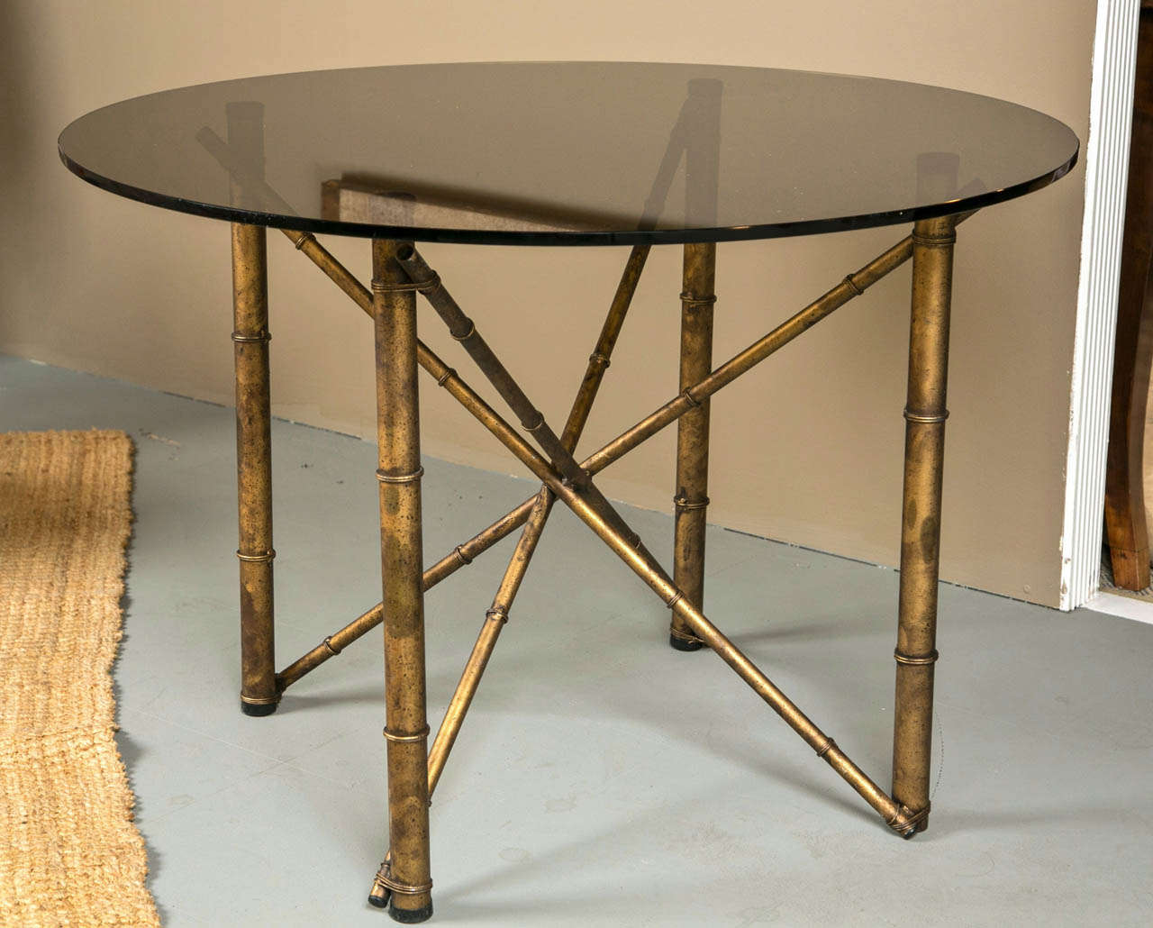 Mid Century Faux Bamboo Glass Top Table 2