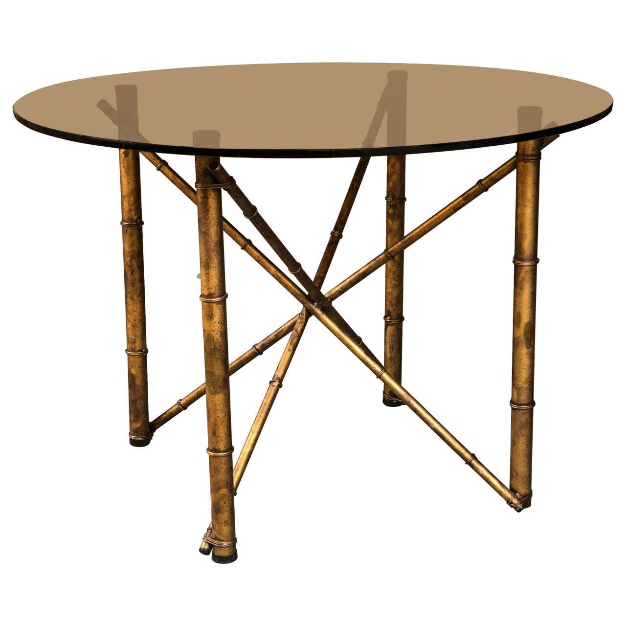 Mid Century Faux Bamboo Glass Top Table