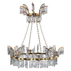 Pair of French Gilt Bronze and Crystal Chandeliers