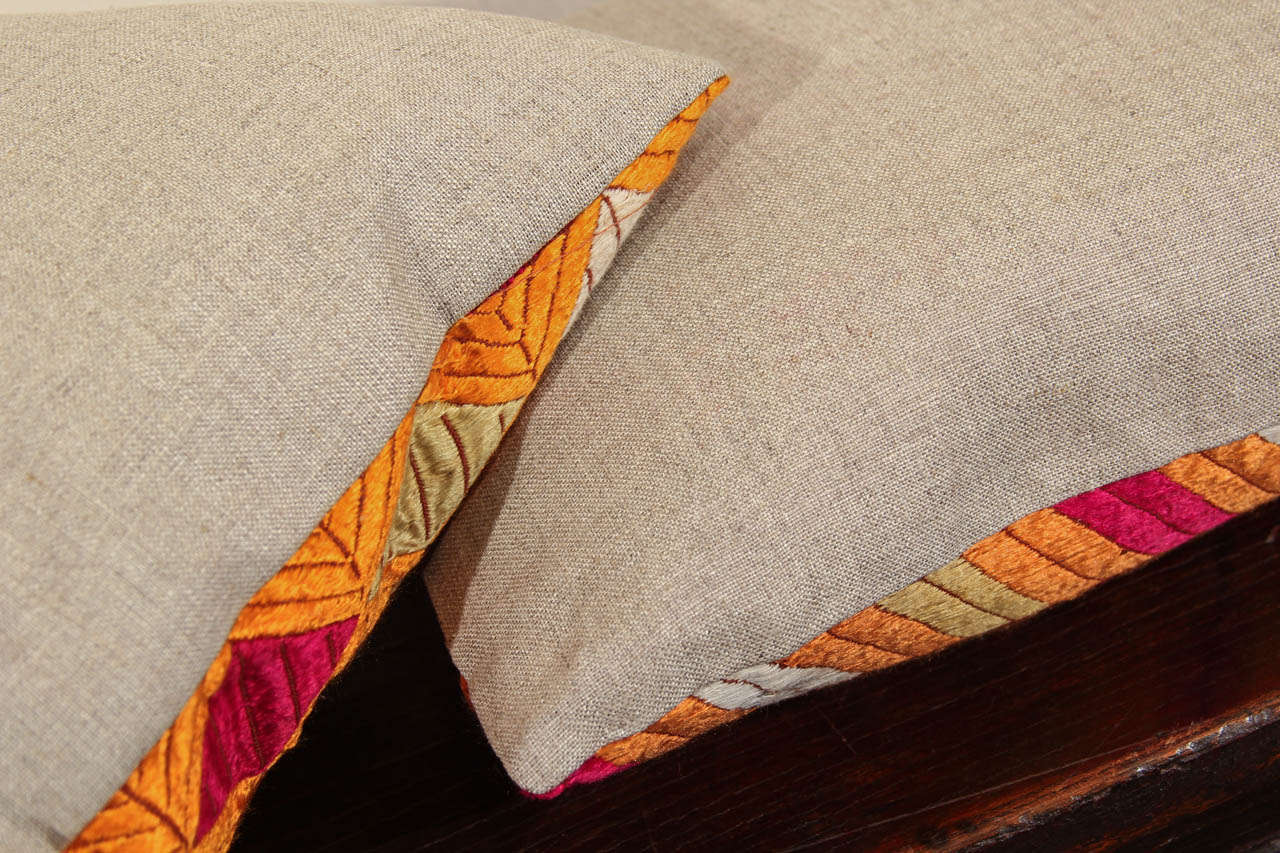 Vintage Indian Bagh Silk Embroidered Pillows 1