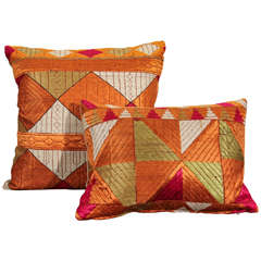 Vintage Indian Bagh Silk Embroidered Pillows