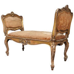 Italian Carved Wood and Gilded 19th Century Bench