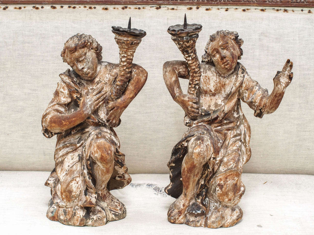 Pair of Beautifully Carved 18th Century Putti
