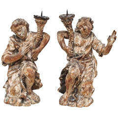 Pair of Beautifully Carved 18th Century Putti