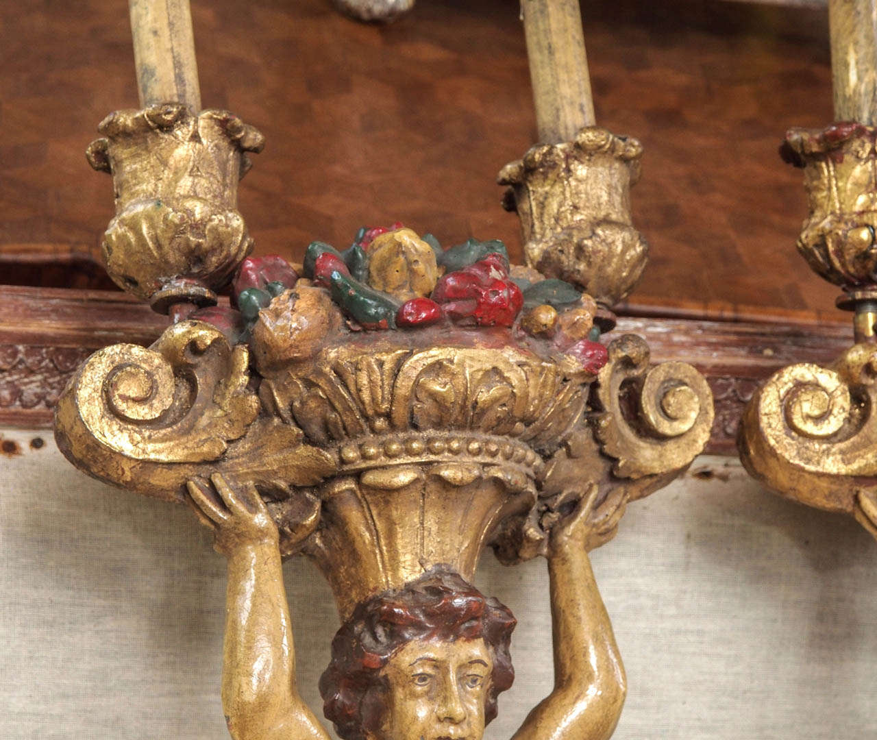 Wonderful and Interesting Pair of Italian Putti Sconces In Excellent Condition In New Orleans, LA