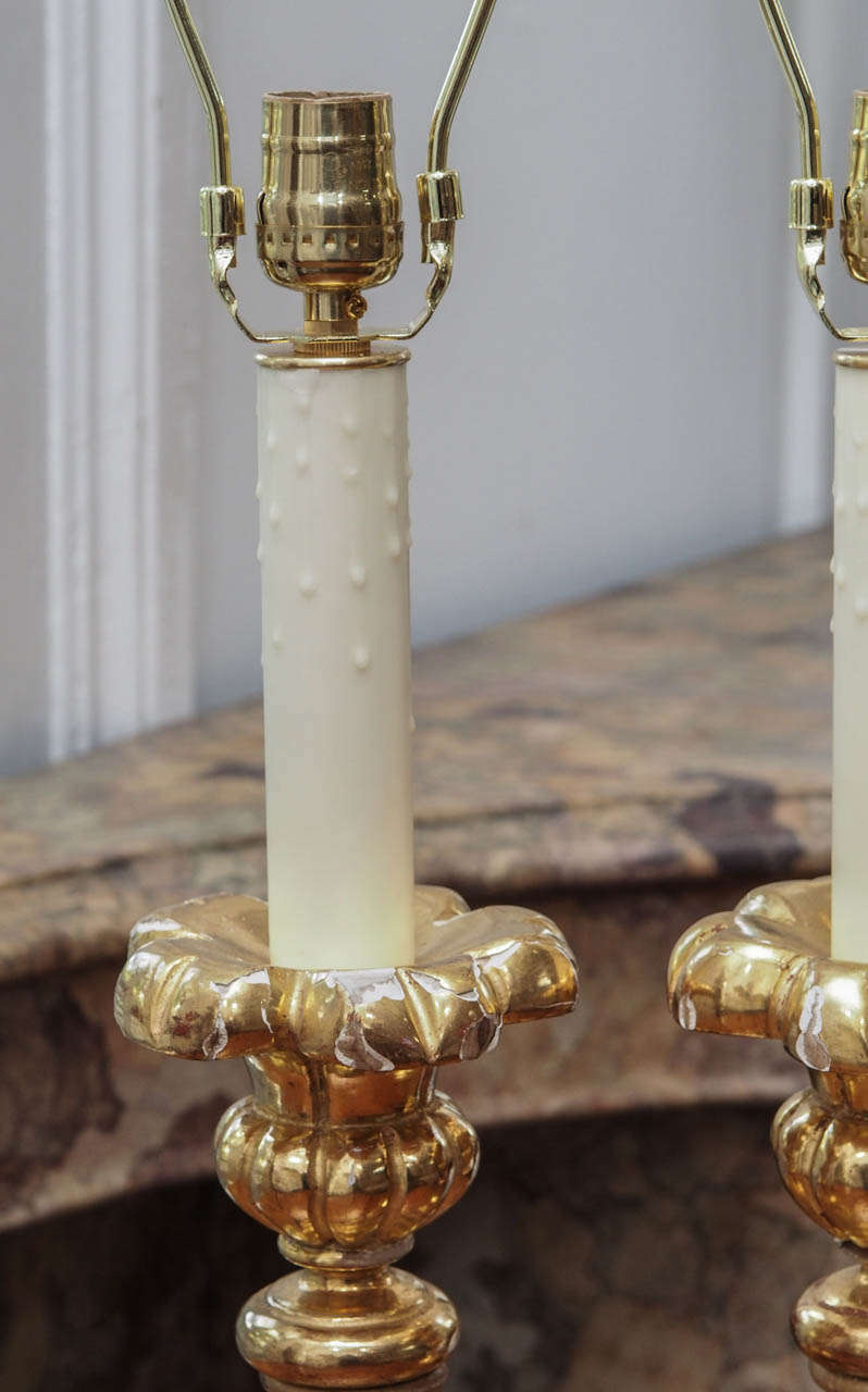 20th Century Pair of Beautifully Made Up with Lucite Bases 18th Century Fragment Lamps For Sale