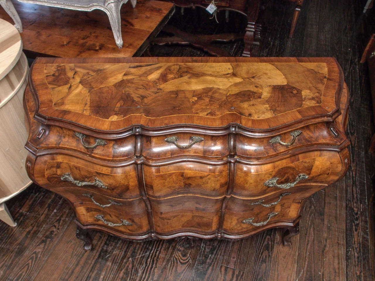 Italian Rococo Olive Wood Commode For Sale 1