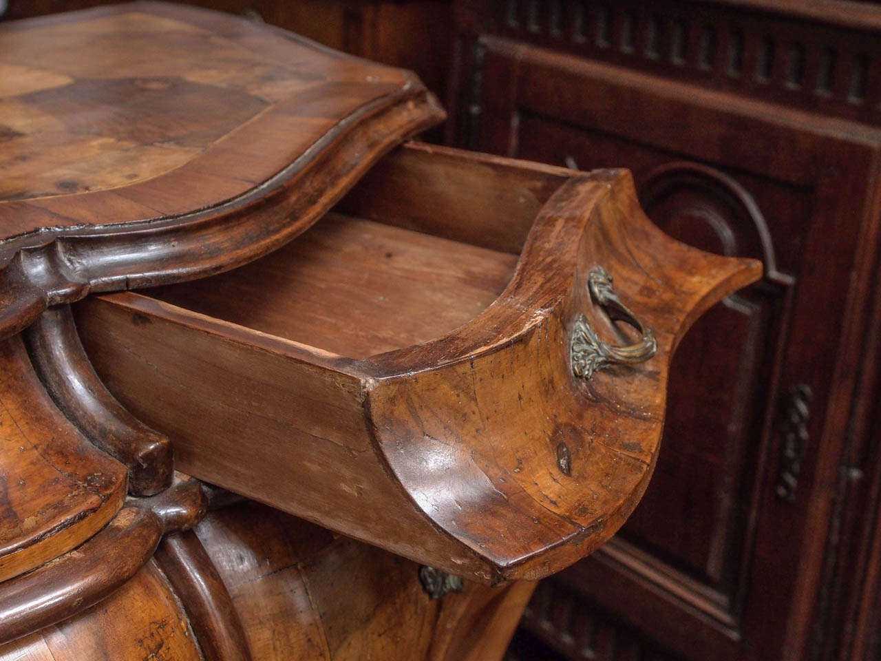Italian Rococo Olive Wood Commode For Sale 2