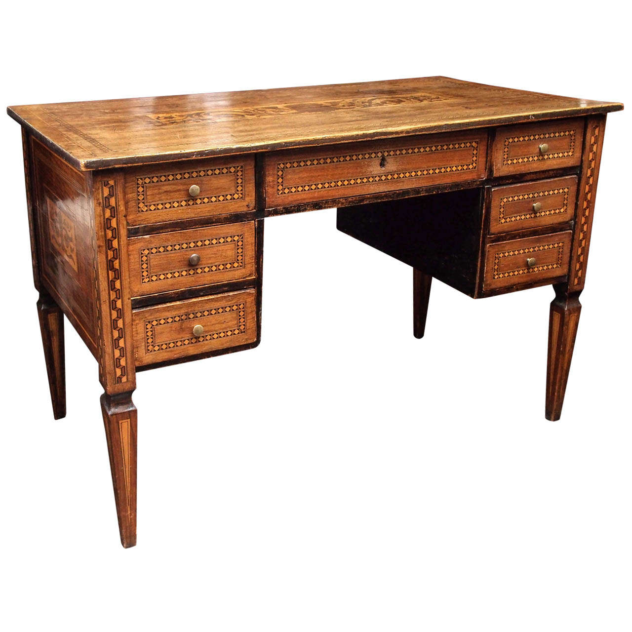 Italian 19th Century Inlaid Walnut Desk For Sale