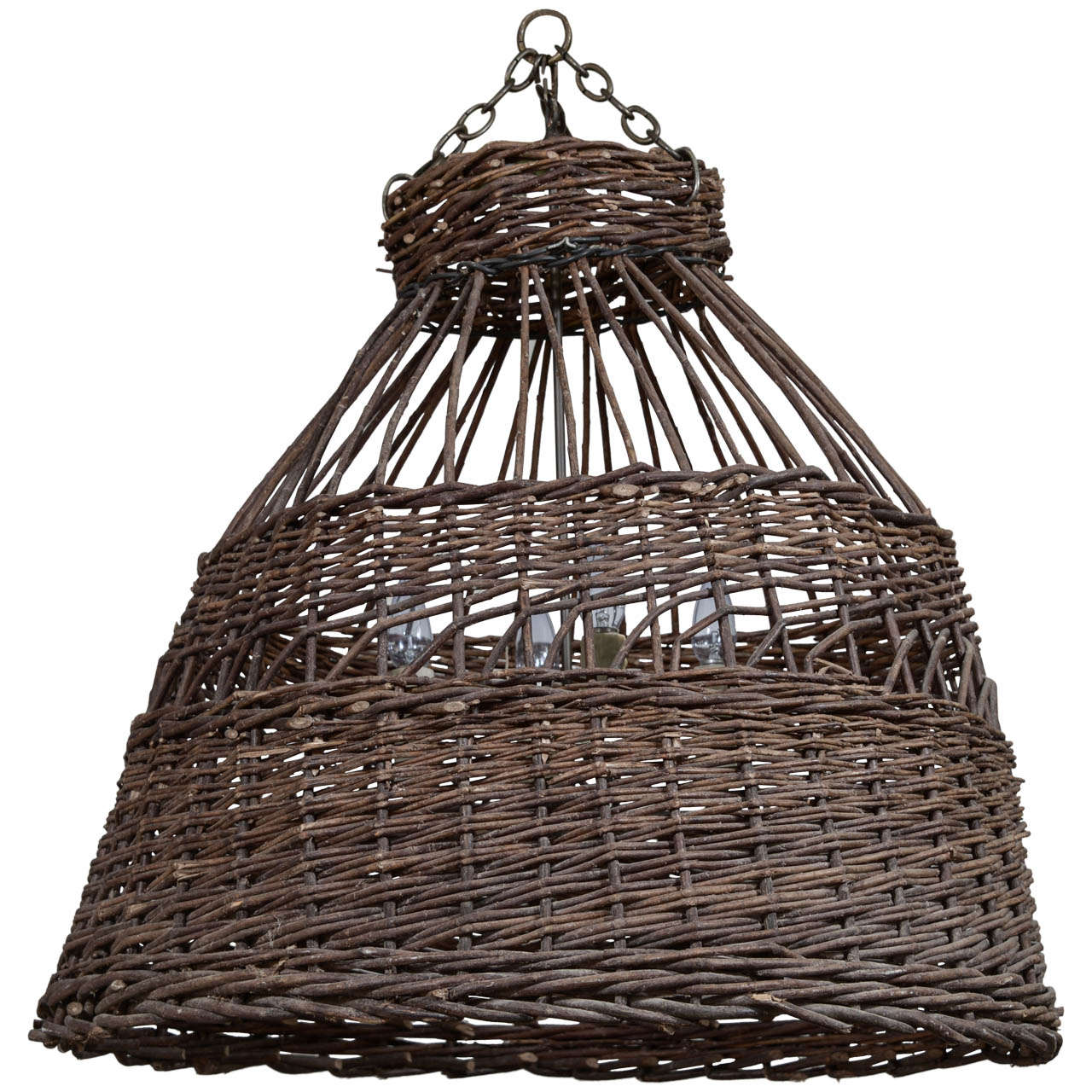 Large French Wire Basket Chandelier For Sale at 1stDibs