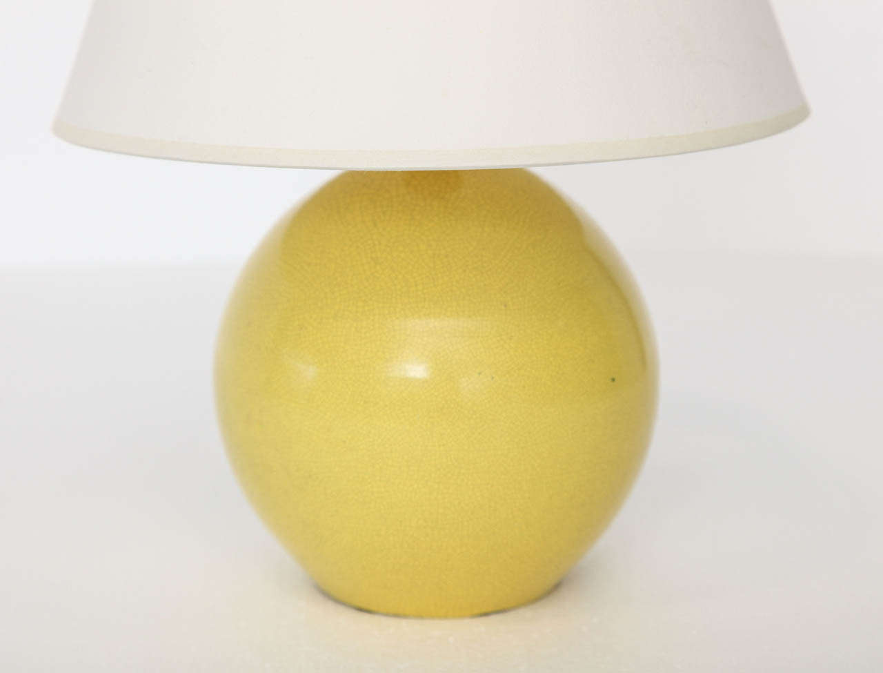 French Small Table Lamp with Crackled Yellow Glaze For Sale