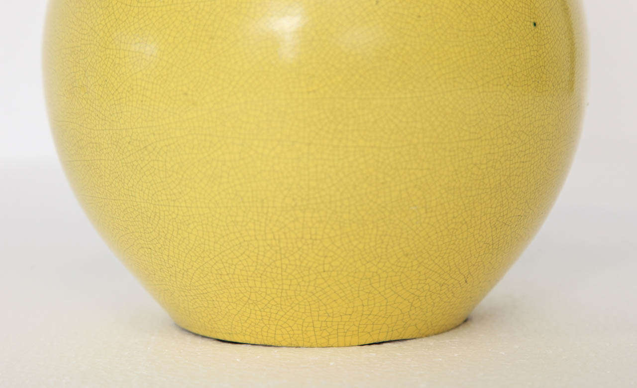 Small Table Lamp with Crackled Yellow Glaze For Sale 1