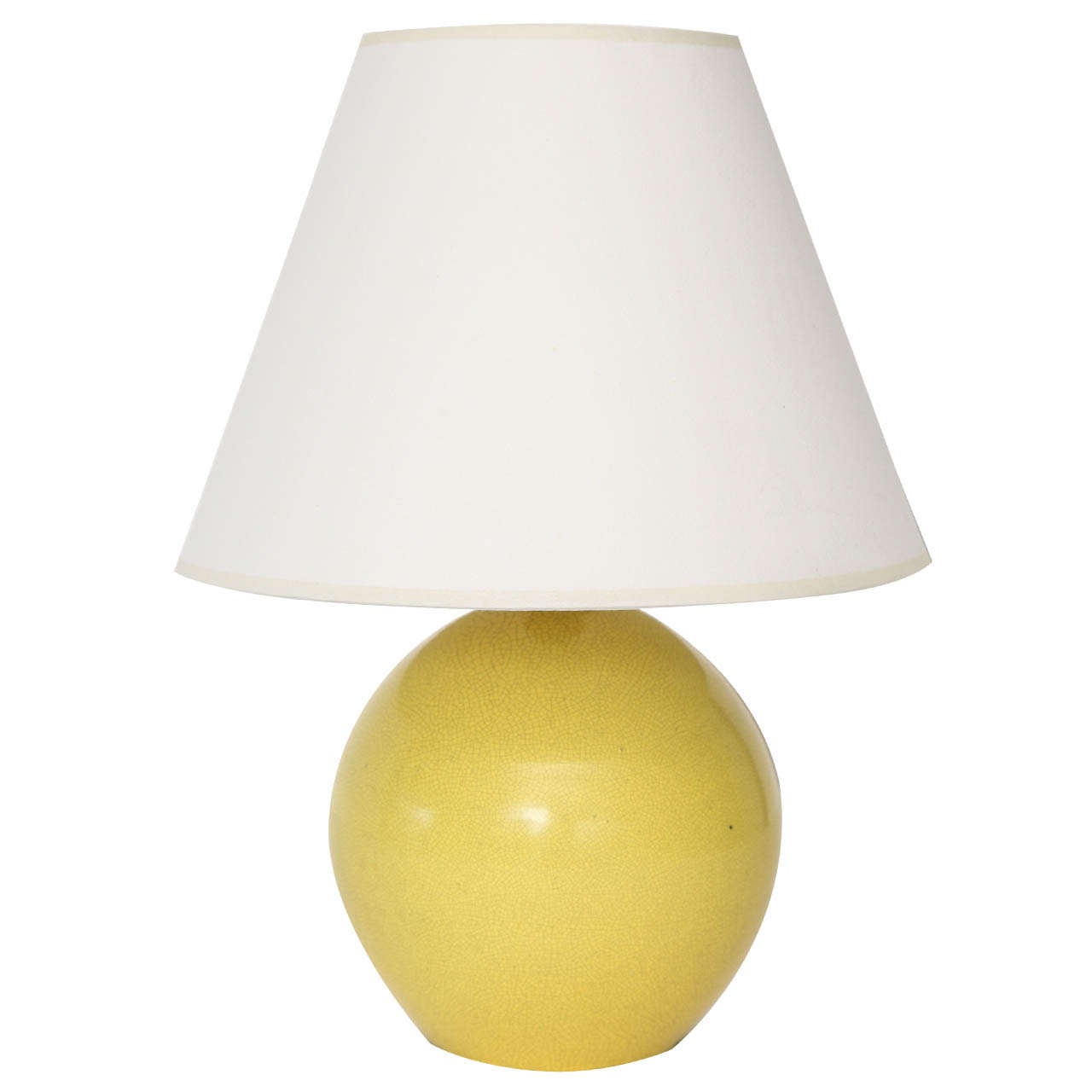 Small Table Lamp with Crackled Yellow Glaze For Sale