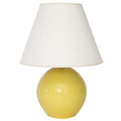Small Table Lamp with Crackled Yellow Glaze