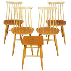 Set of 4 Fanett Dining Chairs and Stool by Ilmari Tapiovaara