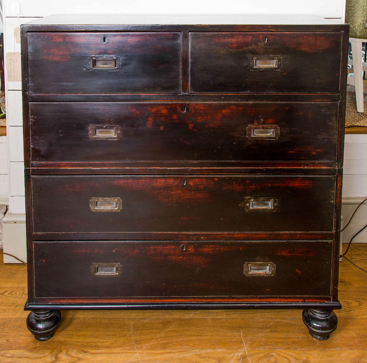 Late 19th Century Colonial Ebonised Campaign Chest