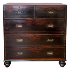 Late 19th Century Colonial Ebonised Campaign Chest