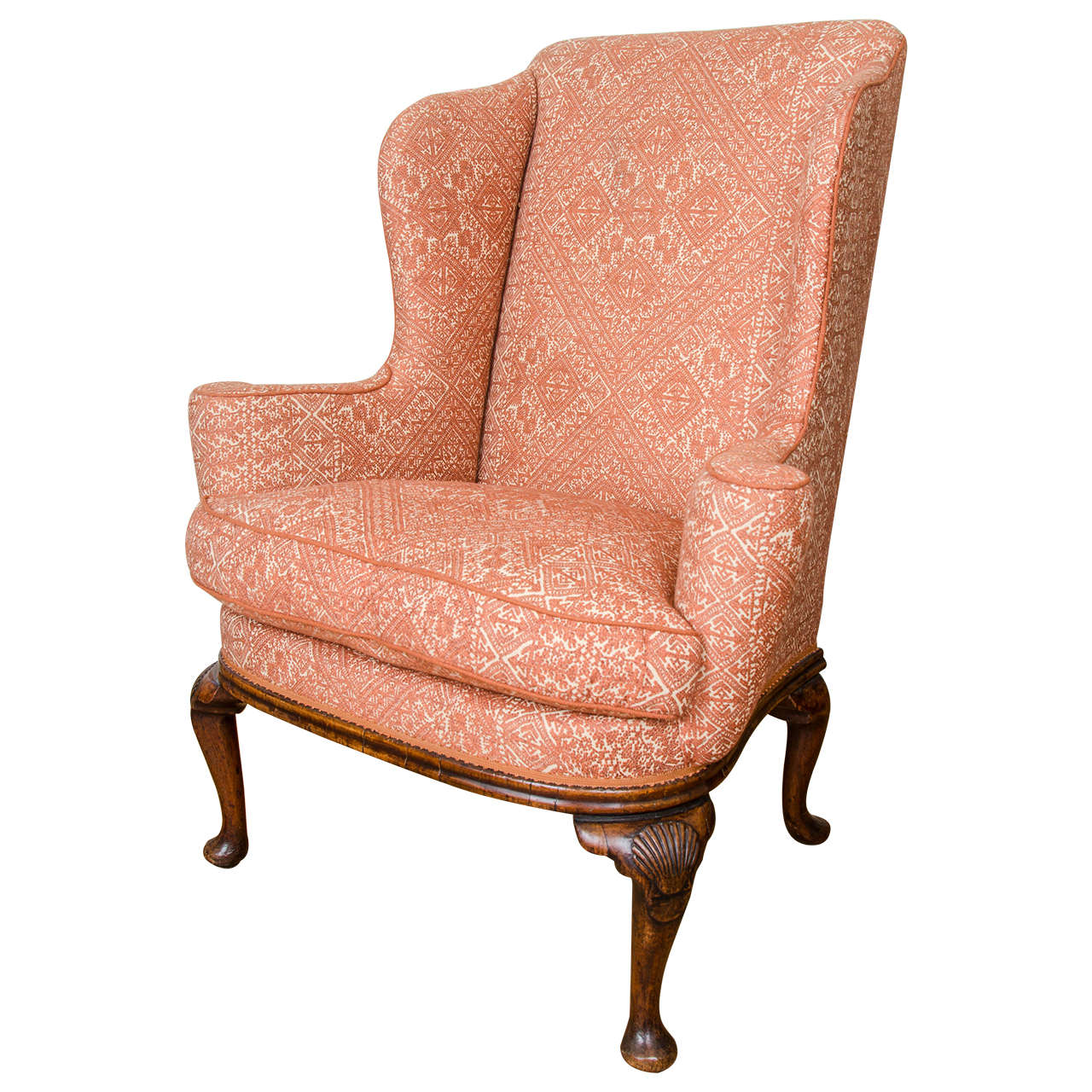 George I Walnut Wingback Chair