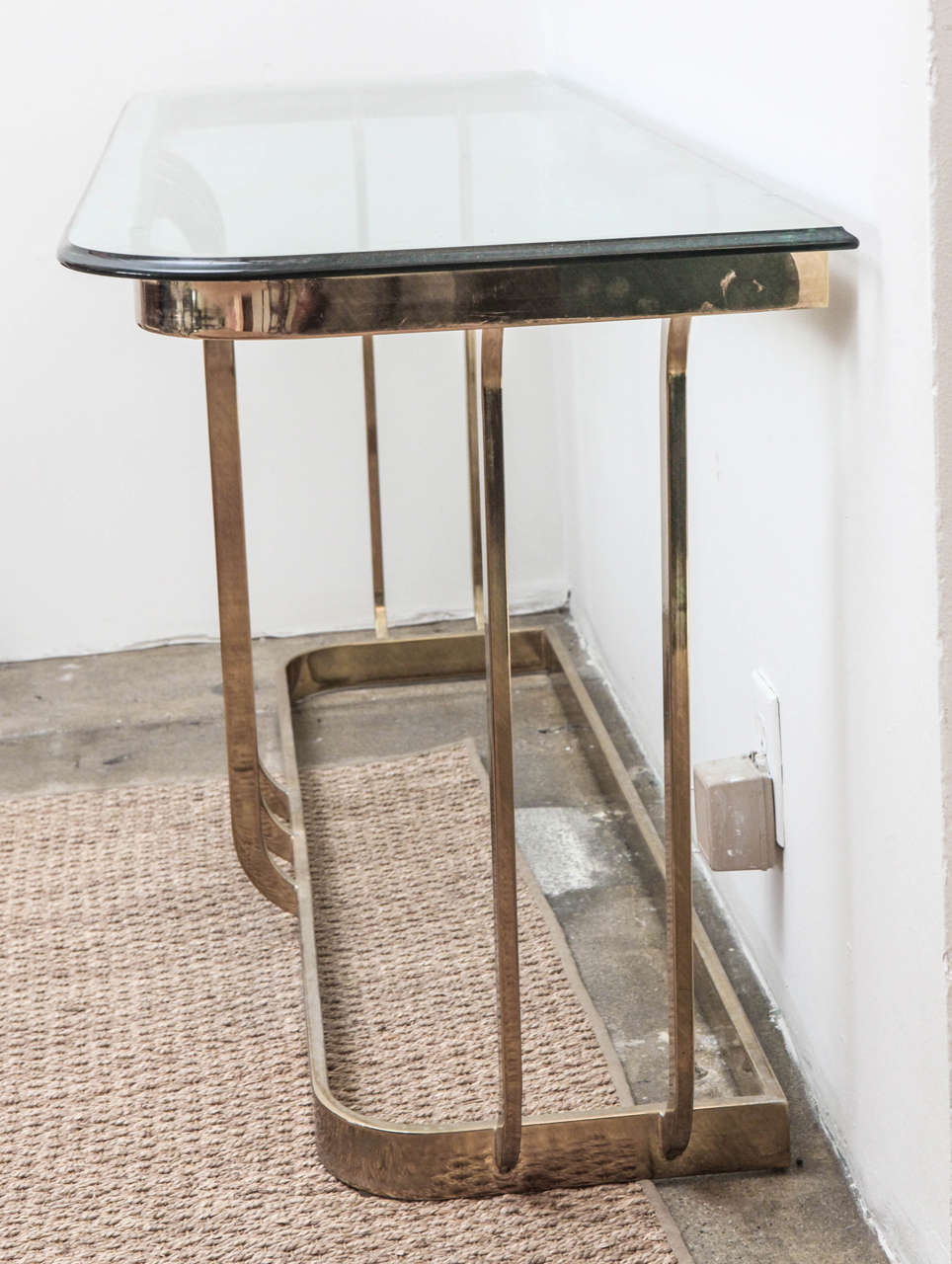 Milo Baughman Glass and Brass Console Table 3