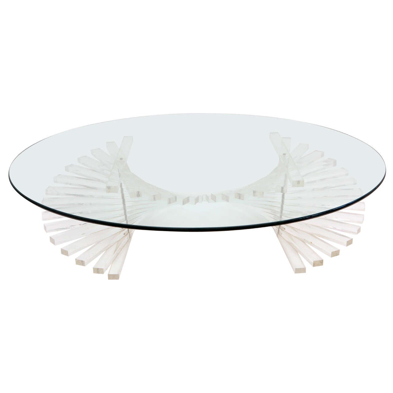 Stacked Spiral Lucite and Glass Coffee Table