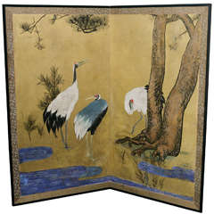 Antique Japanese Meiji Period Screen