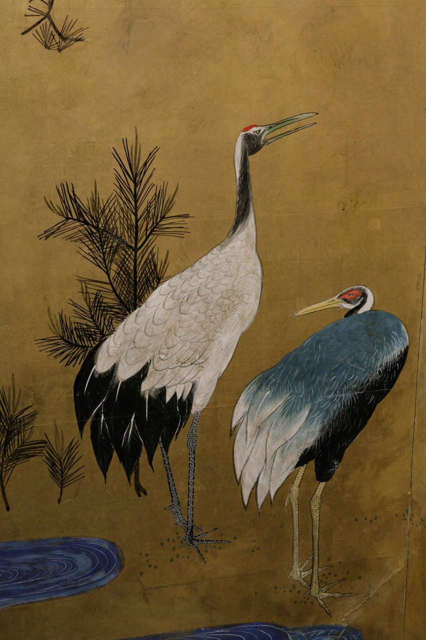 Paint Japanese Meiji Period Screen