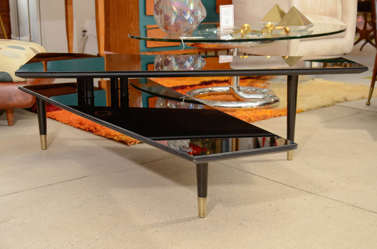 Mid-20th Century Mid-Century Black Mirrored Multi-Directional Cocktail Table
