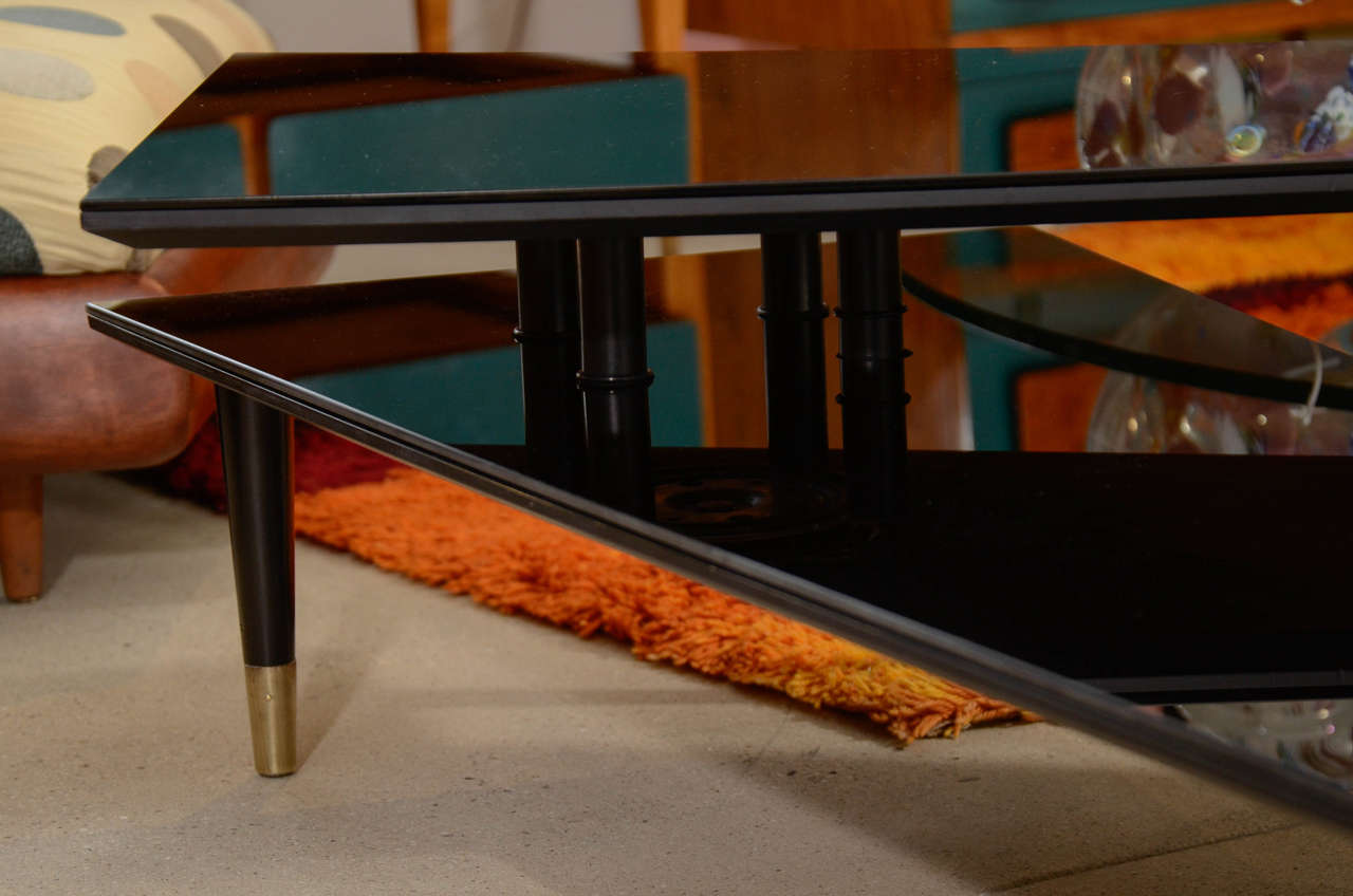 Mid-Century Black Mirrored Multi-Directional Cocktail Table 1