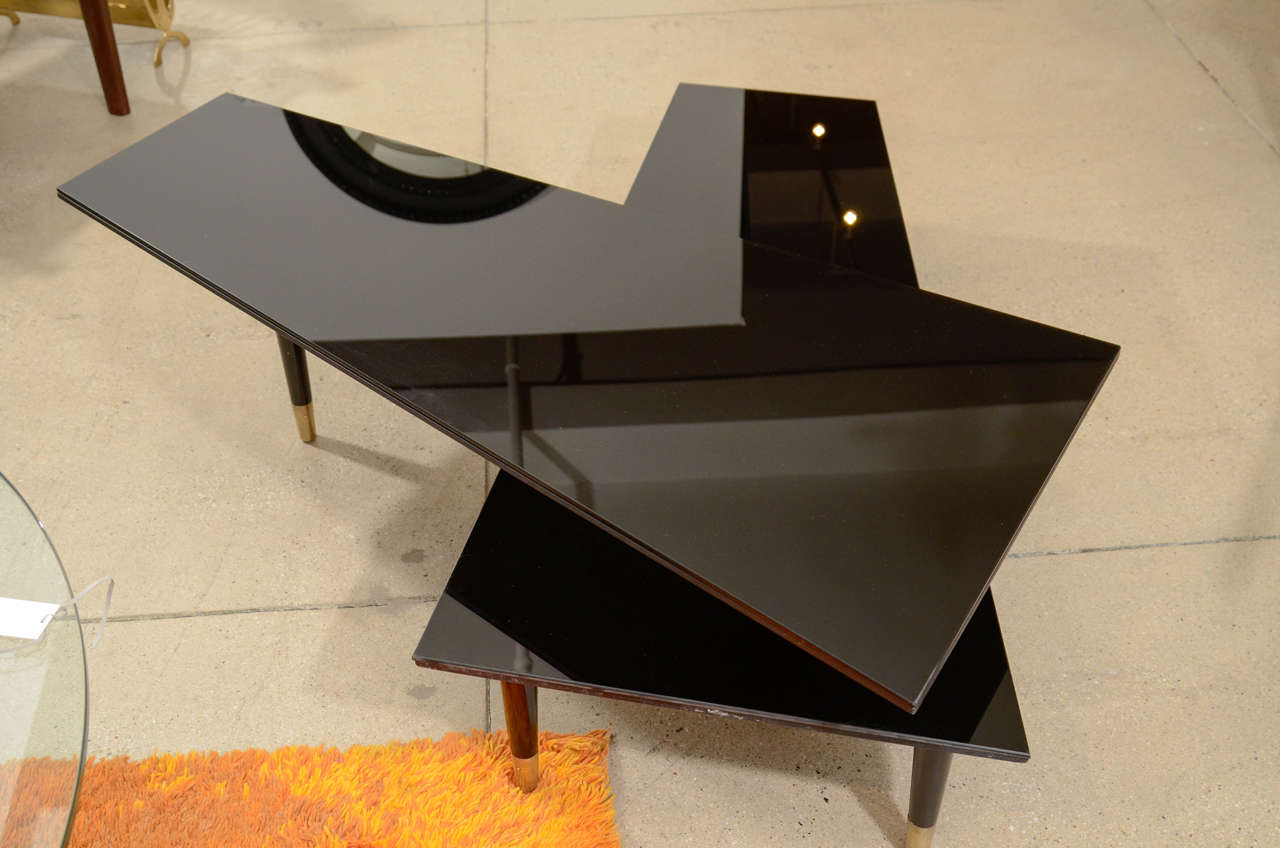 Mid-Century Black Mirrored Multi-Directional Cocktail Table 2