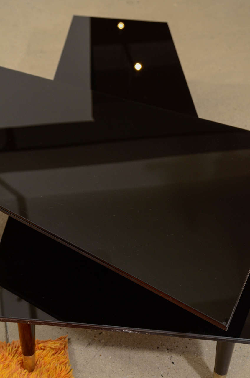 Mid-Century Black Mirrored Multi-Directional Cocktail Table 3