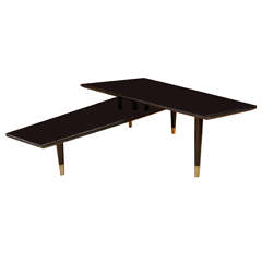Mid-Century Black Mirrored Multi-Directional Cocktail Table