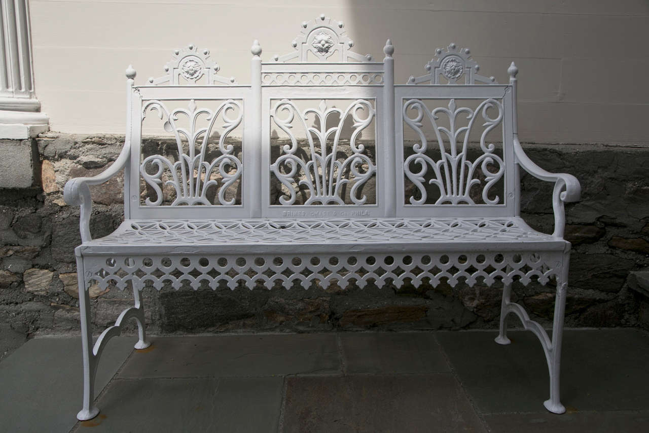 Victorian Era Cast Iron Curtain Design Garden Settee 4