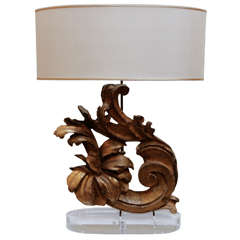 Antique Fragment Lamp With Contemporary Base And Lampshade