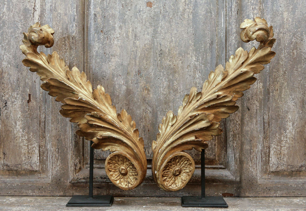Pair Of Gilded Carvings