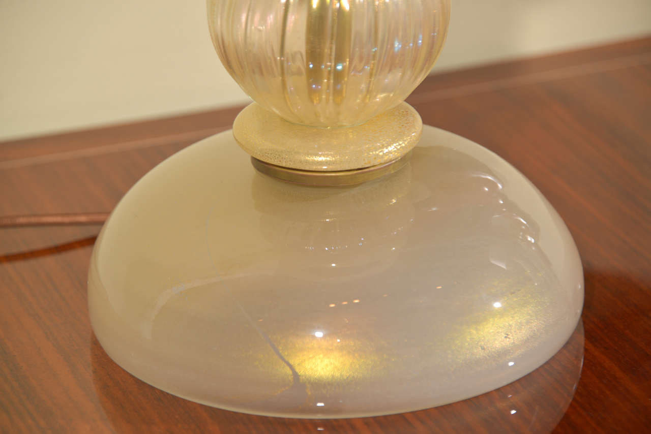 Pair of Italian Gold Dust Murano Lamps, 1960's For Sale 2