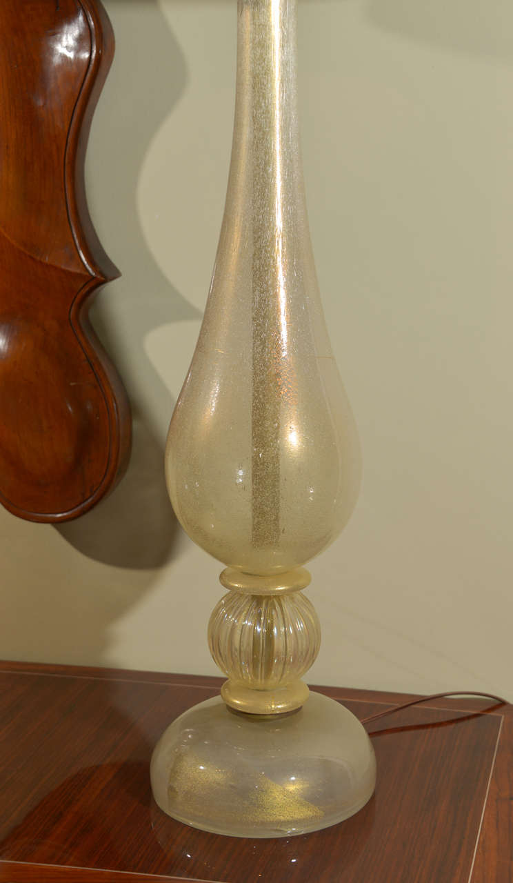 Pair of Italian Gold Dust Murano Lamps, 1960's For Sale 3