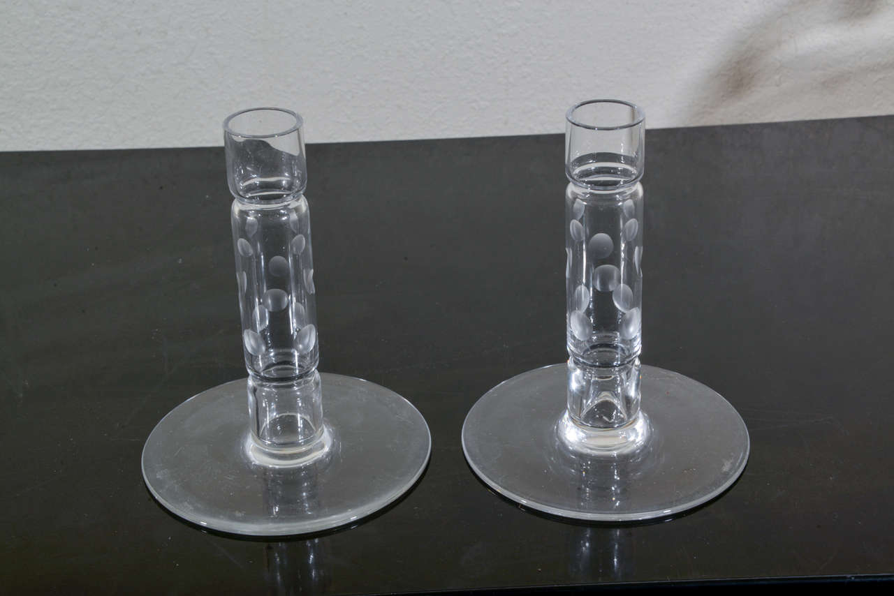 American Machine Age Art Deco Walter Dorwin Teague Crystal Console Set for Steuben For Sale