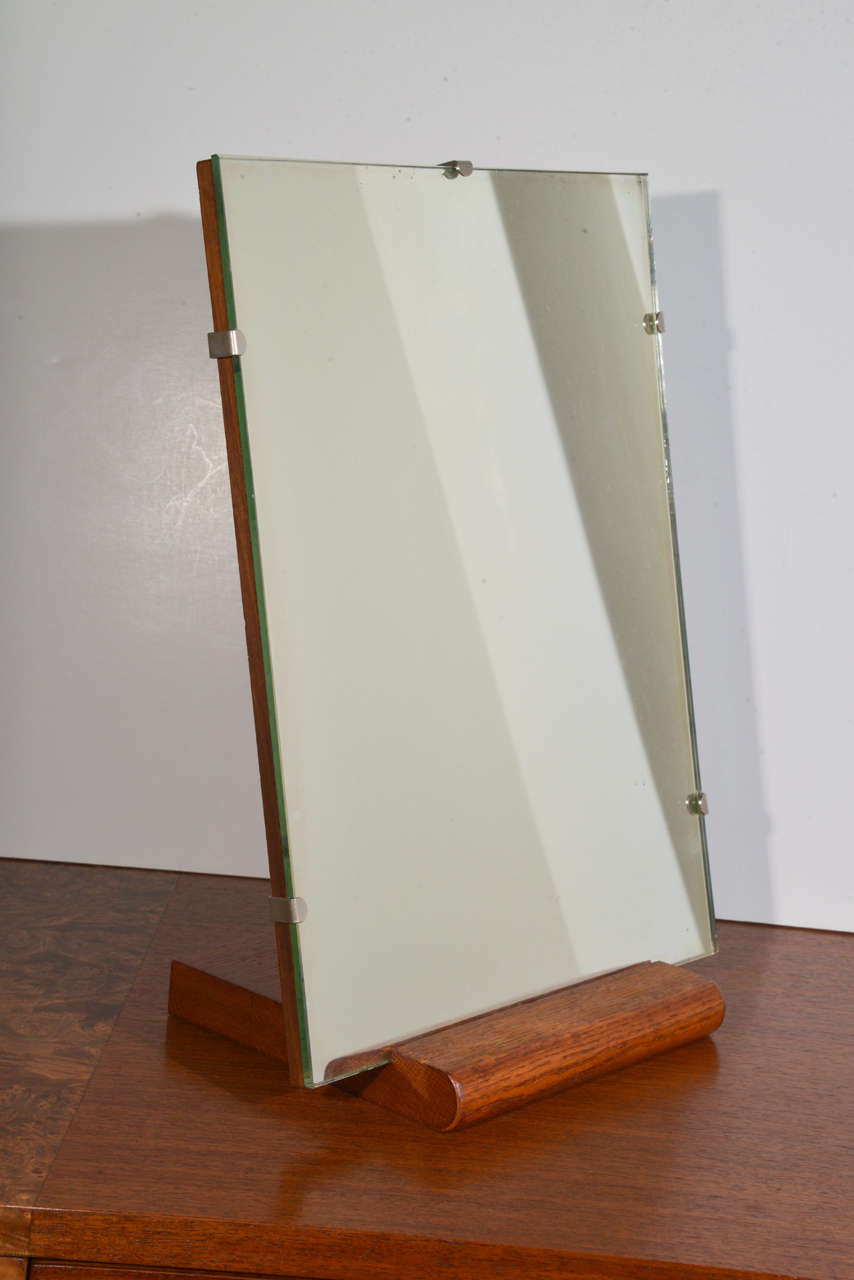 Gilbert Rohde Art Deco Machine Age Kroehler Valet Mirror Desk Top Vanity

Very good original condition.  
Nice vintage Gentleman's valet mirror, Ladies Vanity mirror.
Rohde for Kroehler attribution.  Complementary with his Herman Miller chests.