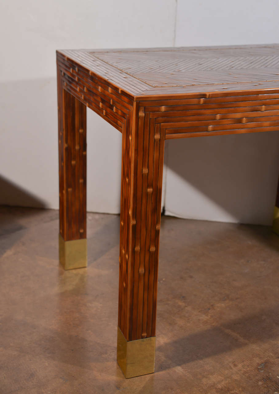 Mid-Century Modern Harrison Van Horn Split Bamboo And Brass Table