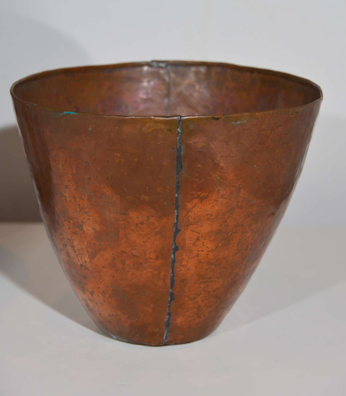 Mid-20th Century Machine Age Art Deco Mixed Metal Hand Wrought Vessel Vase Centerpiece