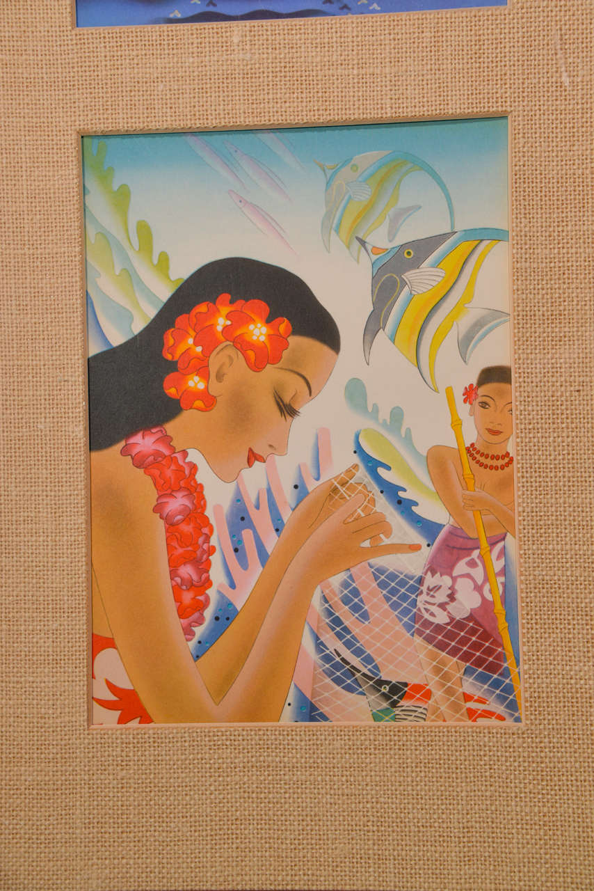 Original complete set Frank McIntosh Art Deco menus for Matson Cruise Lines 1