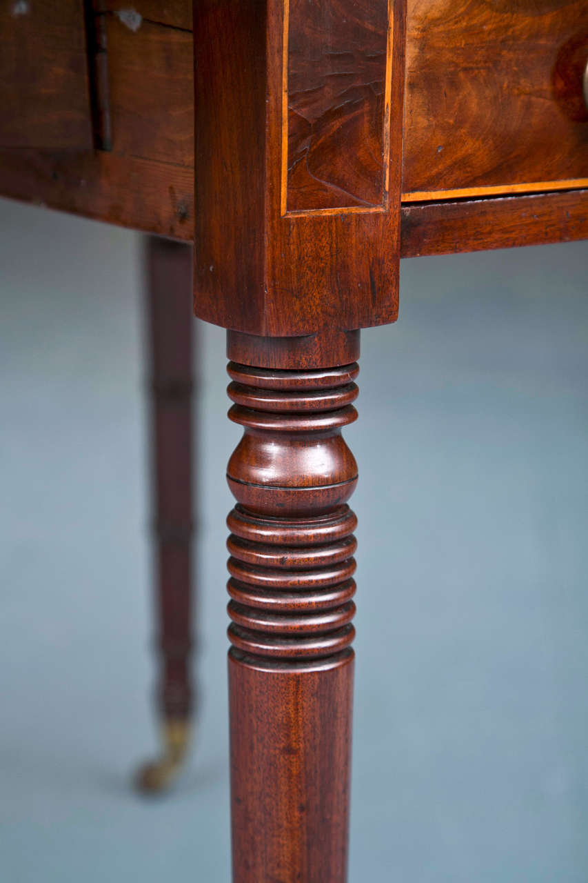 19th Century Mahogany Pembroke Table on Turned Legs For Sale