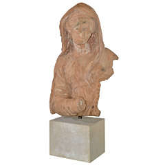 French 18th Century Terra Cotta Large Madonna Fragment 7