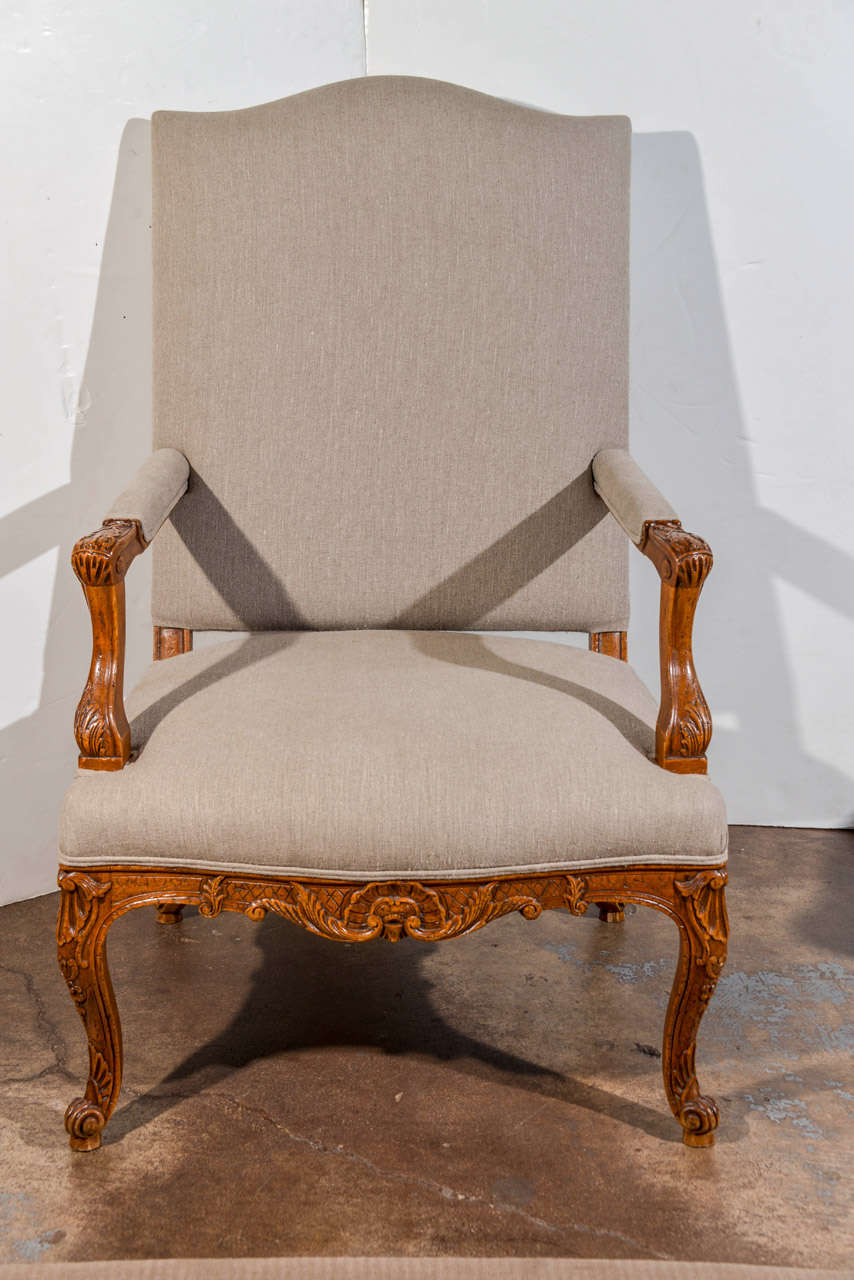 French Pair of Louis XIV Style Armchairs, 20th Century