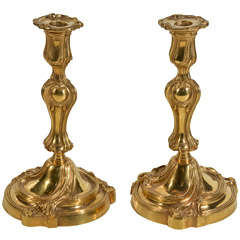 Pair of Gold Plated Regence Style Candlesticks