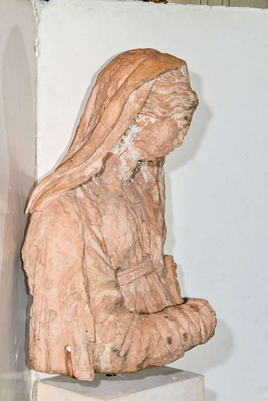 French 18th Century Terra Cotta Large Madonna Fragment For Sale at ...